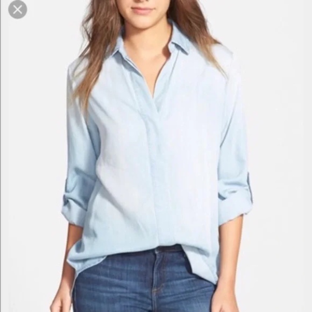 Sam Edelman split back chambray shirt
